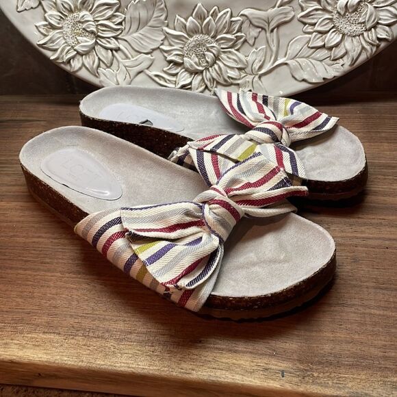 LOFT Slide Sandals Bow - 8 - Picture 2 of 10